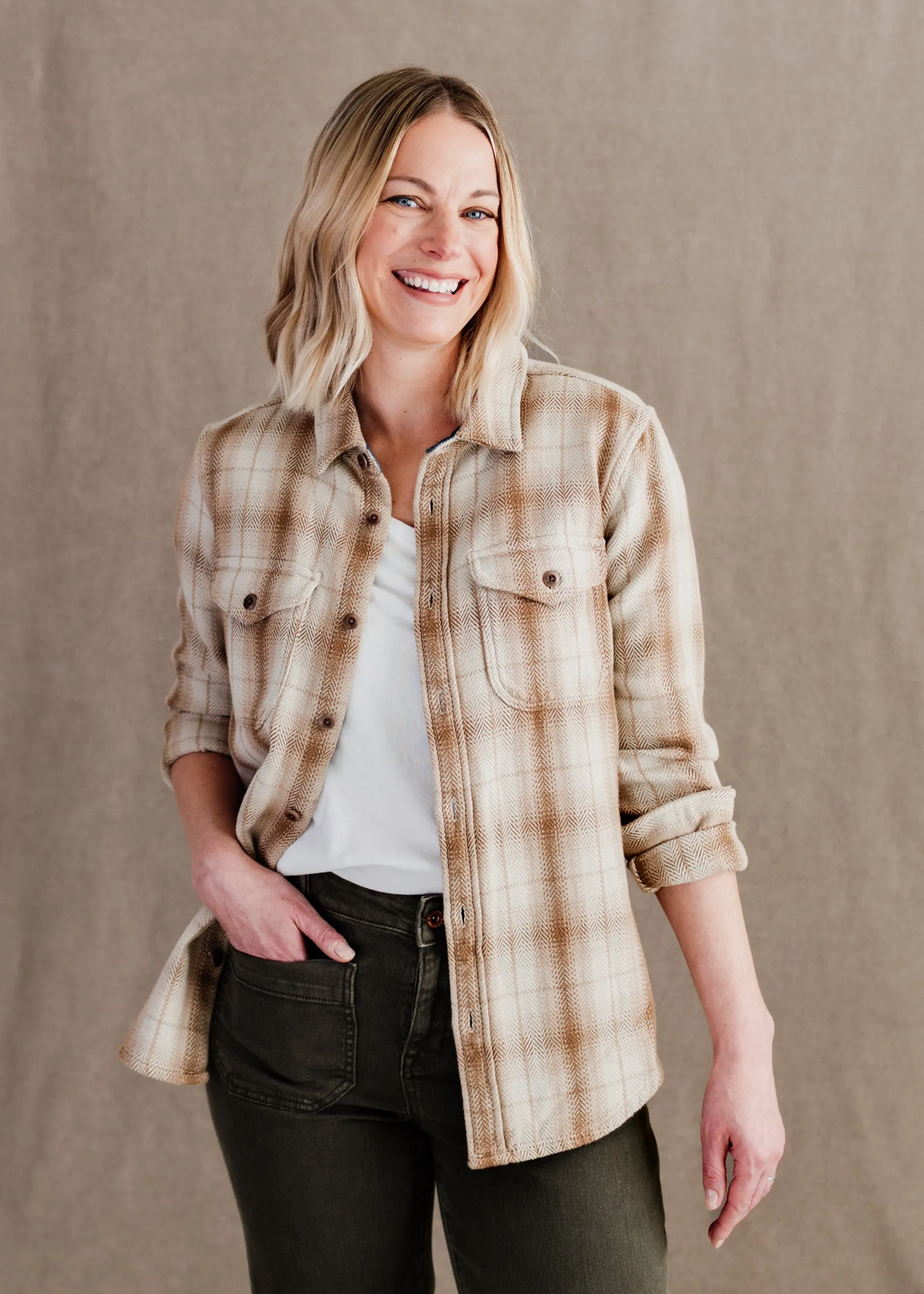 Unisex Blanket Shirt in Oatmeal Culver Plaid | Outerknown