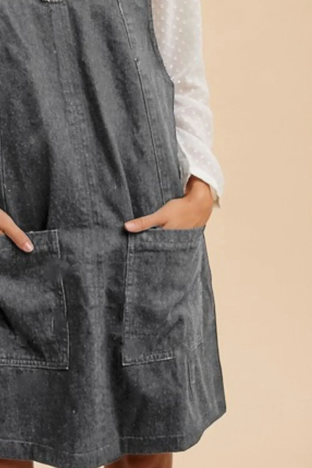 V-Neck Denim Overall Dress