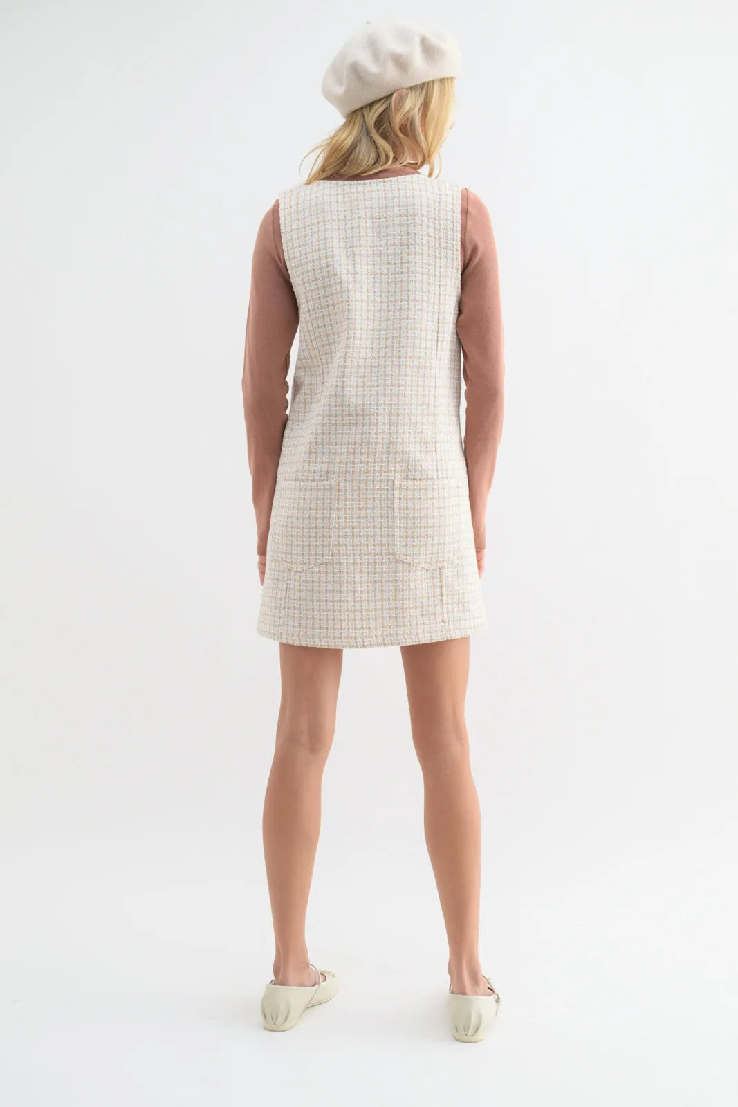 Venita Tweed Overall Mini Dress