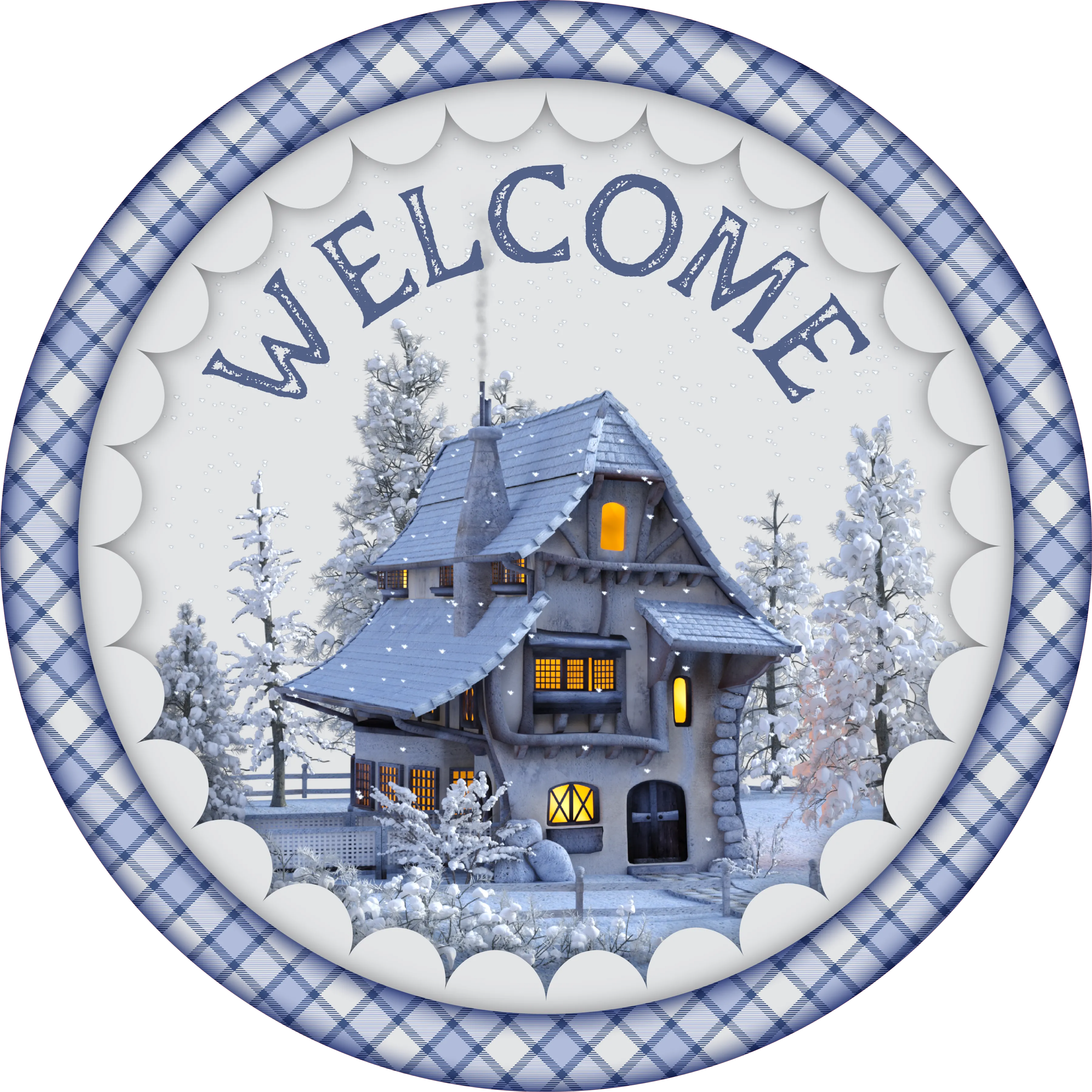 Welcome Cottage Sign, Holiday Sign Christmas Sign, Wreath Sign, Wreath Center