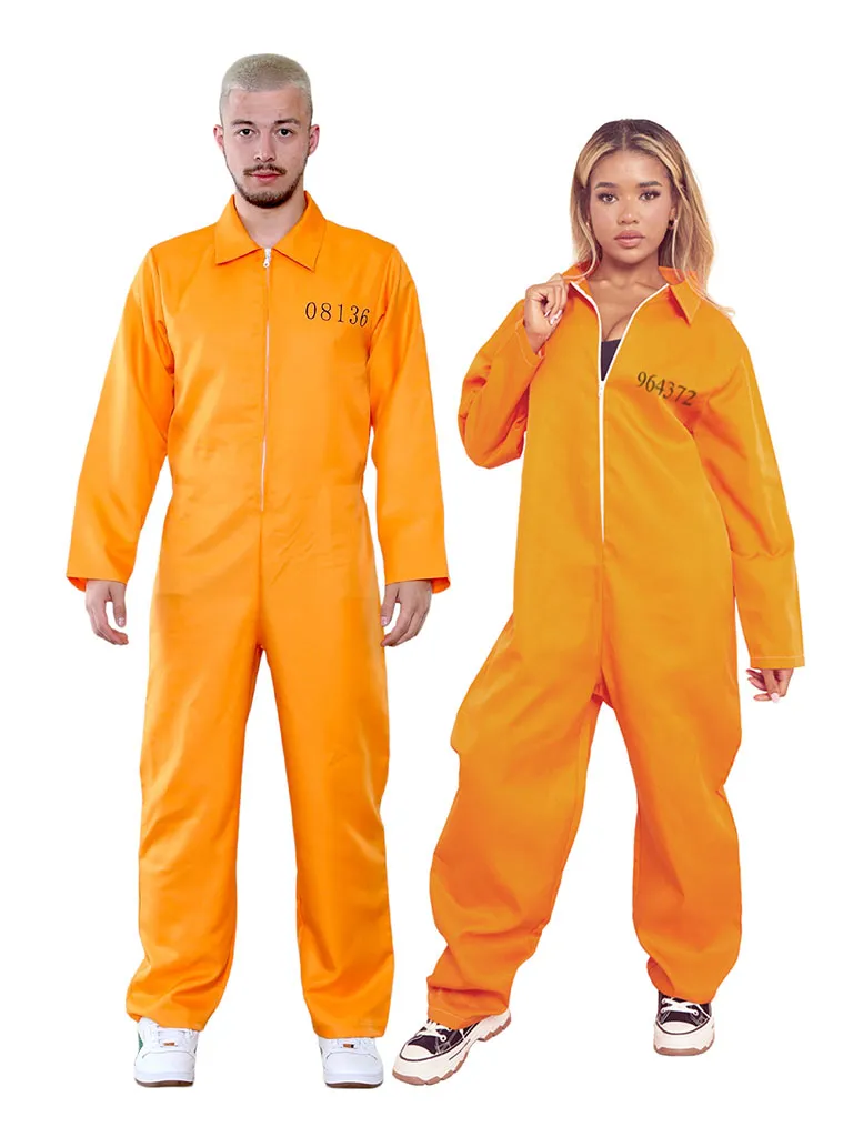 Women's Orange Prisoner Overall Jumpsuit
