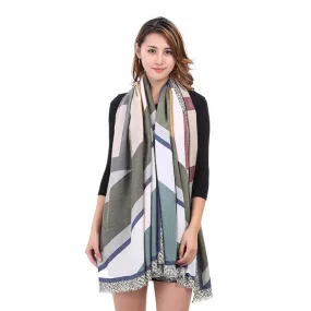 Women's Vintage Geometric Design Cotton Scarf