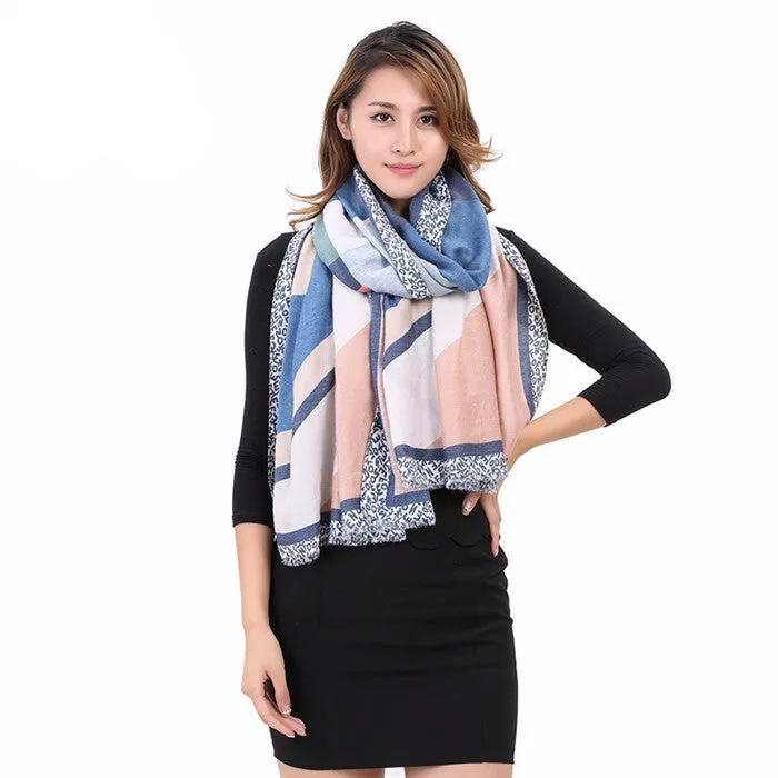 Women's Vintage Geometric Design Cotton Scarf