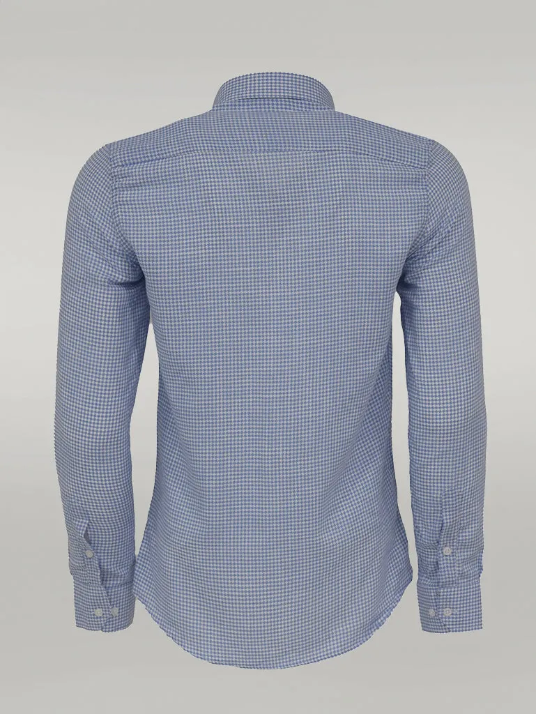 WSS Houndstooth Pattern Sky Blue Men Shirt  - Singen
